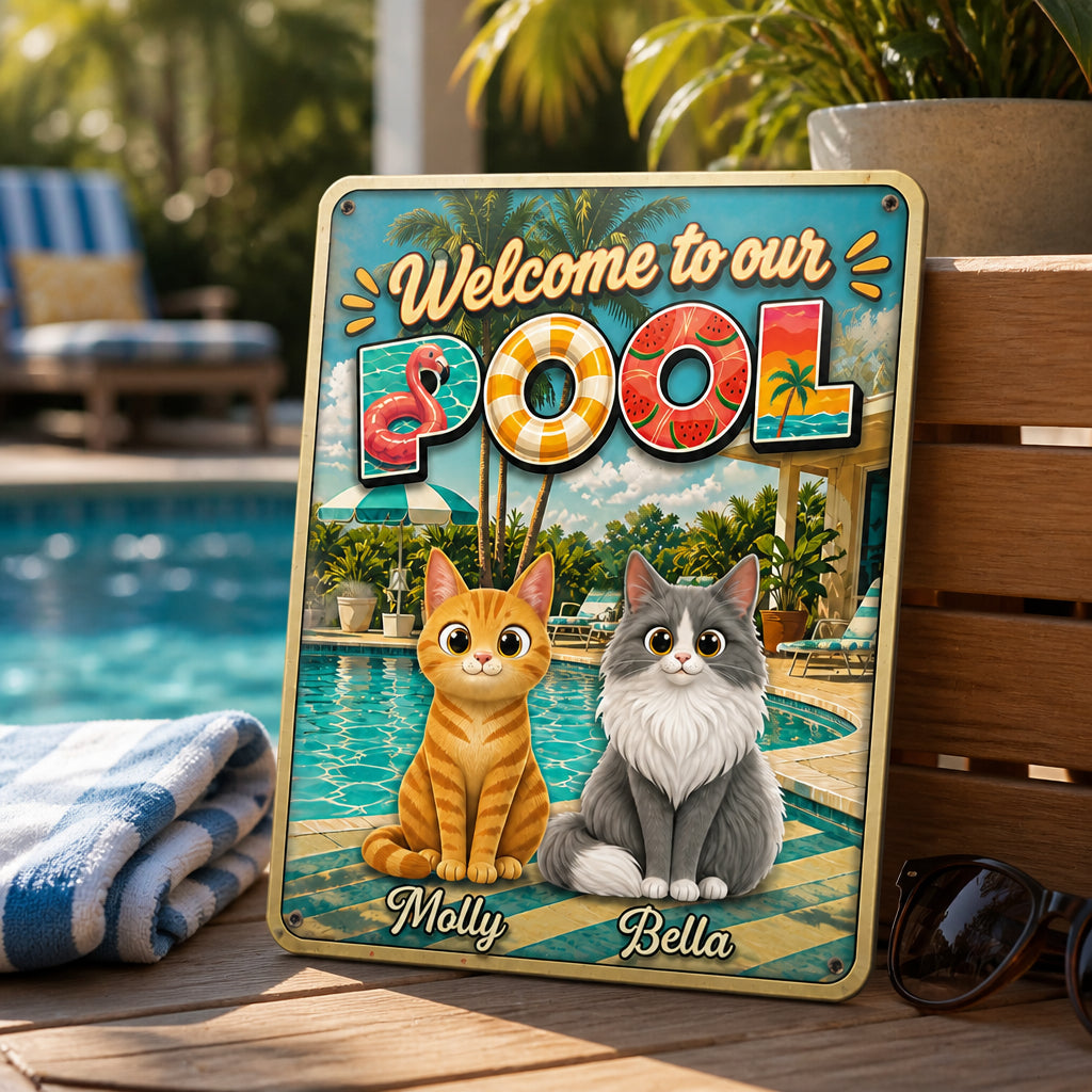 Welcome To Our Pool - Custom Pets Metal Sign - Personalized Metal Sign 428dbaf6-2246-40e8-a804-d65ff9899e64.jpg