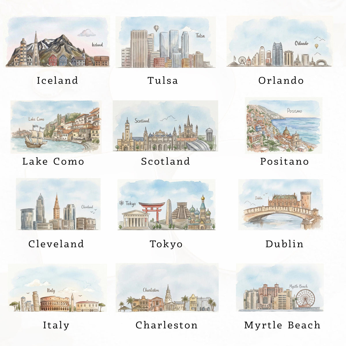 Custom Skyline Ornament l Personalized Engagement Location Gift l Watercolor Landscape Wedding Keepsake 42c99e73-a71f-40ef-9f8c-f46e90150af7-3.jpg