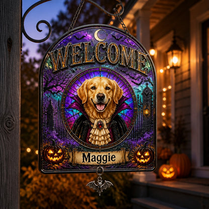 Halloween Pet Vampire Welcome Garden Flag - Personalized 1 Layered Suncatcher with Charm 42d87a8a-a806-48b1-95e1-80cc1ee216b5.jpg