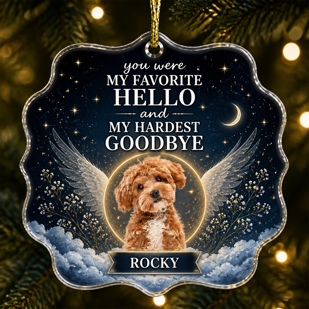 Pet Memorial Photo Ornament – You Were My Favorite Hello & My Hardest Goodbye - Personalized Transparent Acrylic Ornament 42e35717-a007-447a-a9fe-62c9e3de9de4.png