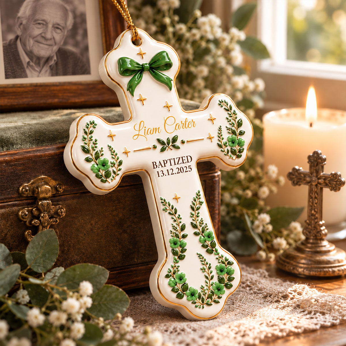 Floral Cross Baptism 3D Ornament - Personalized Real 3D Ornament 4301377e-9e9d-49cb-97ae-f880b27180d2-5.jpg