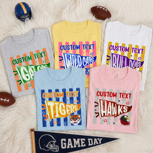 Custom Mascot School Shirt, School Mascot Spirit Shirt, Back To School Shirt, Personalize mascot, Striped Pennants Flag, Girly Mascot Shirt 43091eeb-f339-4464-8258-f8132d94361a-4.jpg