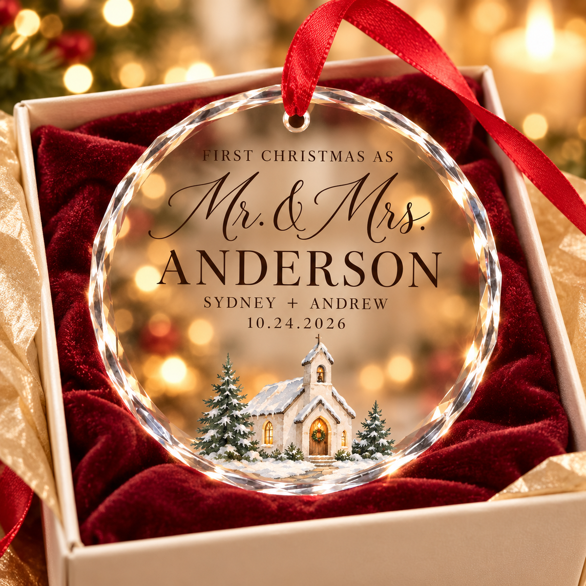 Personalized First Christmas as Mr. & Mrs. Crystal Ornament – Snowy Church with Custom Last Name, Couple Names & Wedding Date 430d3c03-eb57-4999-baf1-7a2756e40c65-Image-Sep-29-2026-08_57_24-AM-2.png