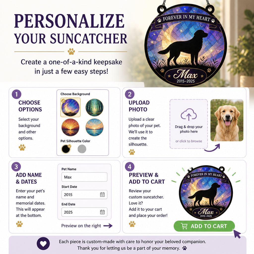 Pet Memorial Suncatcher – Forever In My Heart (Name & Years) - Personalized Suncatcher Ornament 43121f73-040f-42da-9095-858736588297.jpg