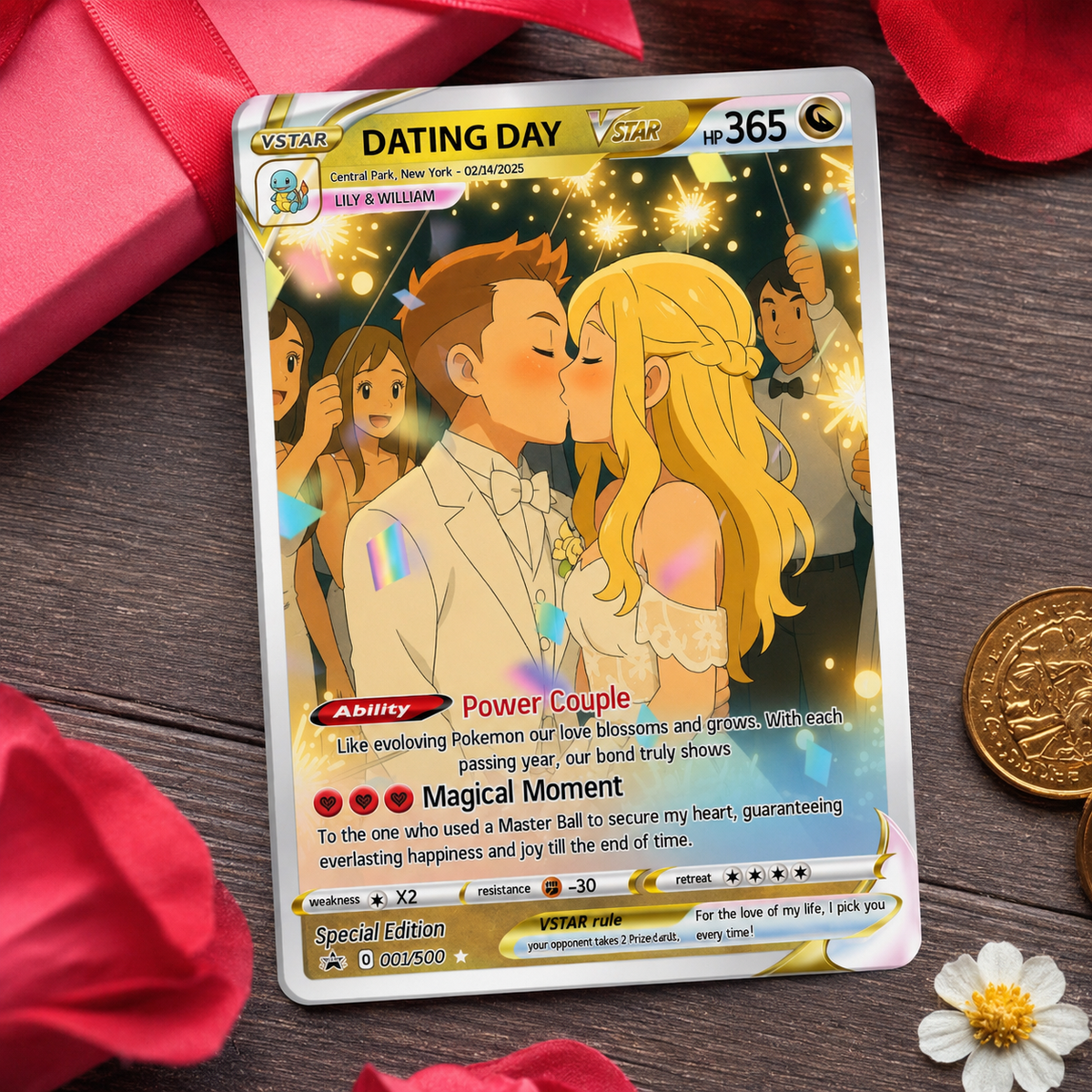 Personalized Poke Anniversary Card, Personalized Anniversary Gifts, Custom Photo Anime Gift for Couple, Wedding Gift, Family Gift