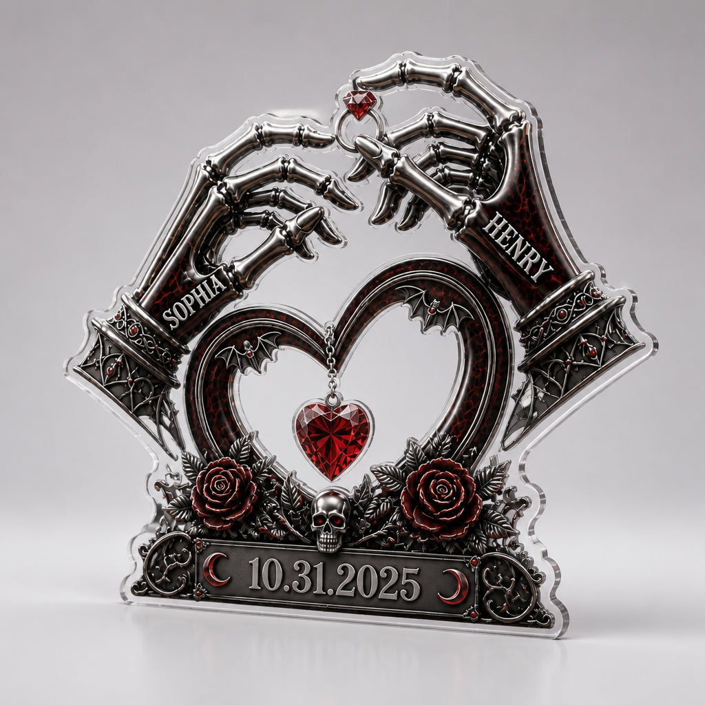 Gothic Skeleton Hands Couple Acrylic Plaque – Personalized Names & Date - Personalized Acrylic Plaque 43279053-bde0-4ff5-8ccd-cd7a3ebd5a64.jpg