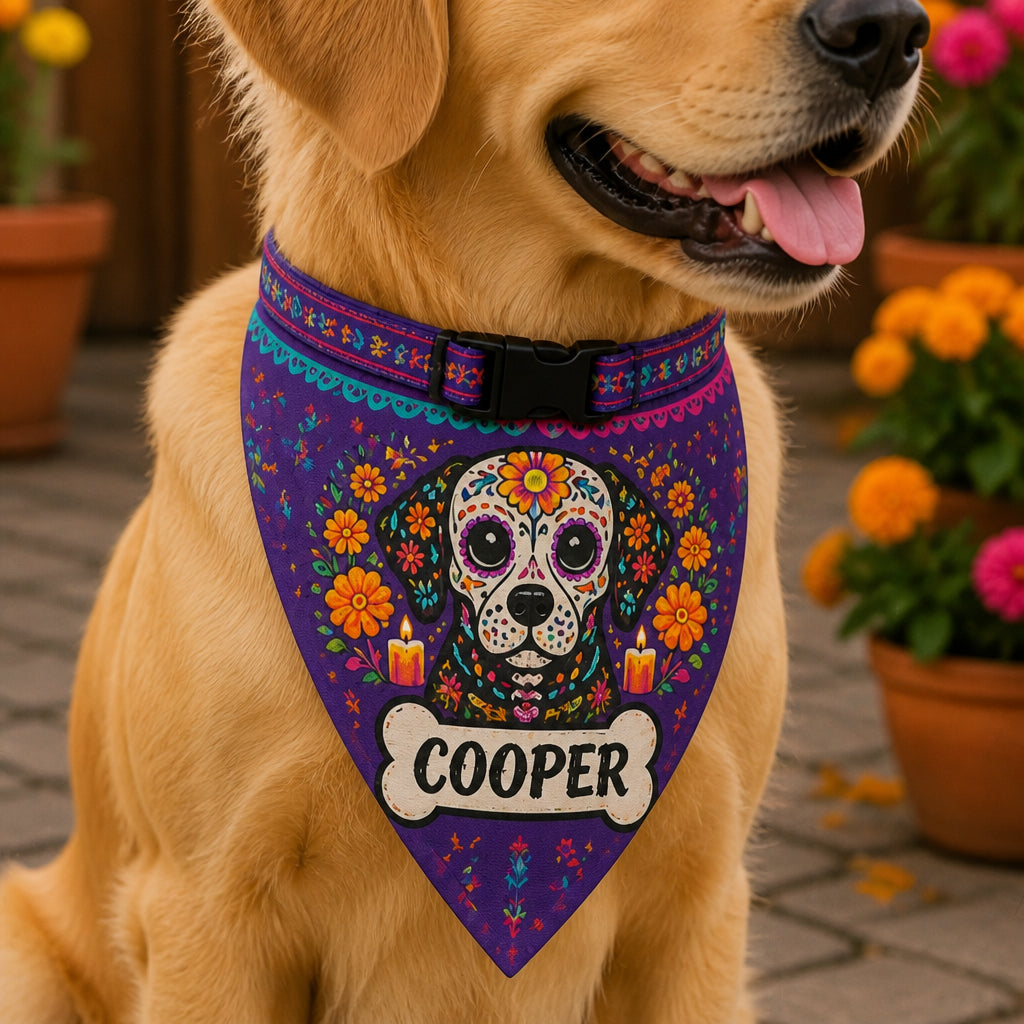 Día de los Muertos Pet Bandana – Custom Name - Personalized Pet Bandana Collar With Adjustable Buckle 432bcd03-4656-42e4-b51a-19d638af926b.jpg
