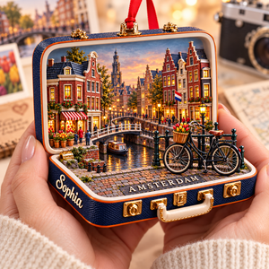 Personalized 3D Amsterdam Canal Suitcase Christmas Ornament – Snowy Winter Night, Netherlands Travel Souvenir & Gift for Amsterdam Lovers 433774ad-c926-447f-8b5e-9f139c703338-Sophia-s-Amsterdam-Canal-Keepsake-4.png