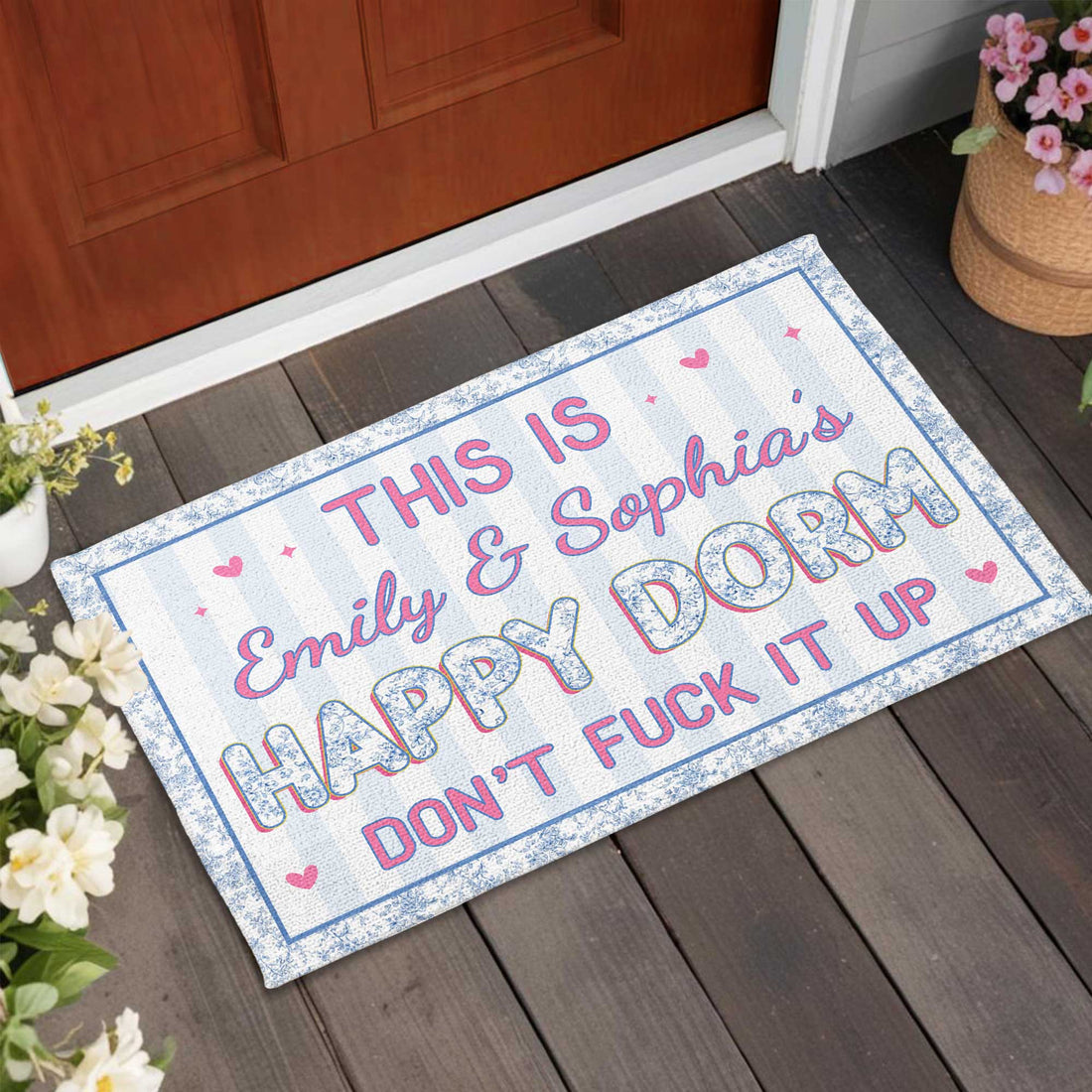 Happy Dorm Do Not Mess It Up, Personalized Doormat, Gift For Besties and Roommates 434b6a82-7f1c-4744-b919-308652e51510-banner-3.jpg