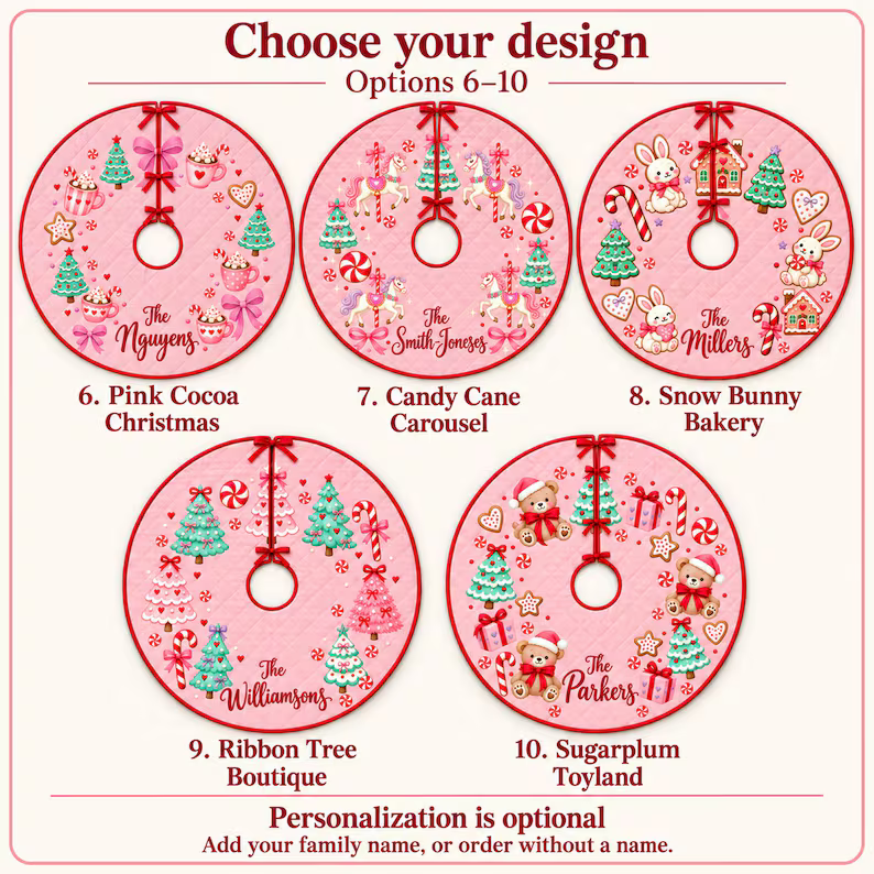Custom Christmas Pinky Tree Skirt With Your Family Name, Gift For Family 435184cb-ec67-4c0f-b684-b002cbcb3d0d-y11.png