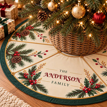 Pinecone Holly Wreath Christmas Tree Skirt | Personalized Name Option 43527b09-7ce9-4093-9f4c-708b02db6dec-gfghhghgh-1-.webp
