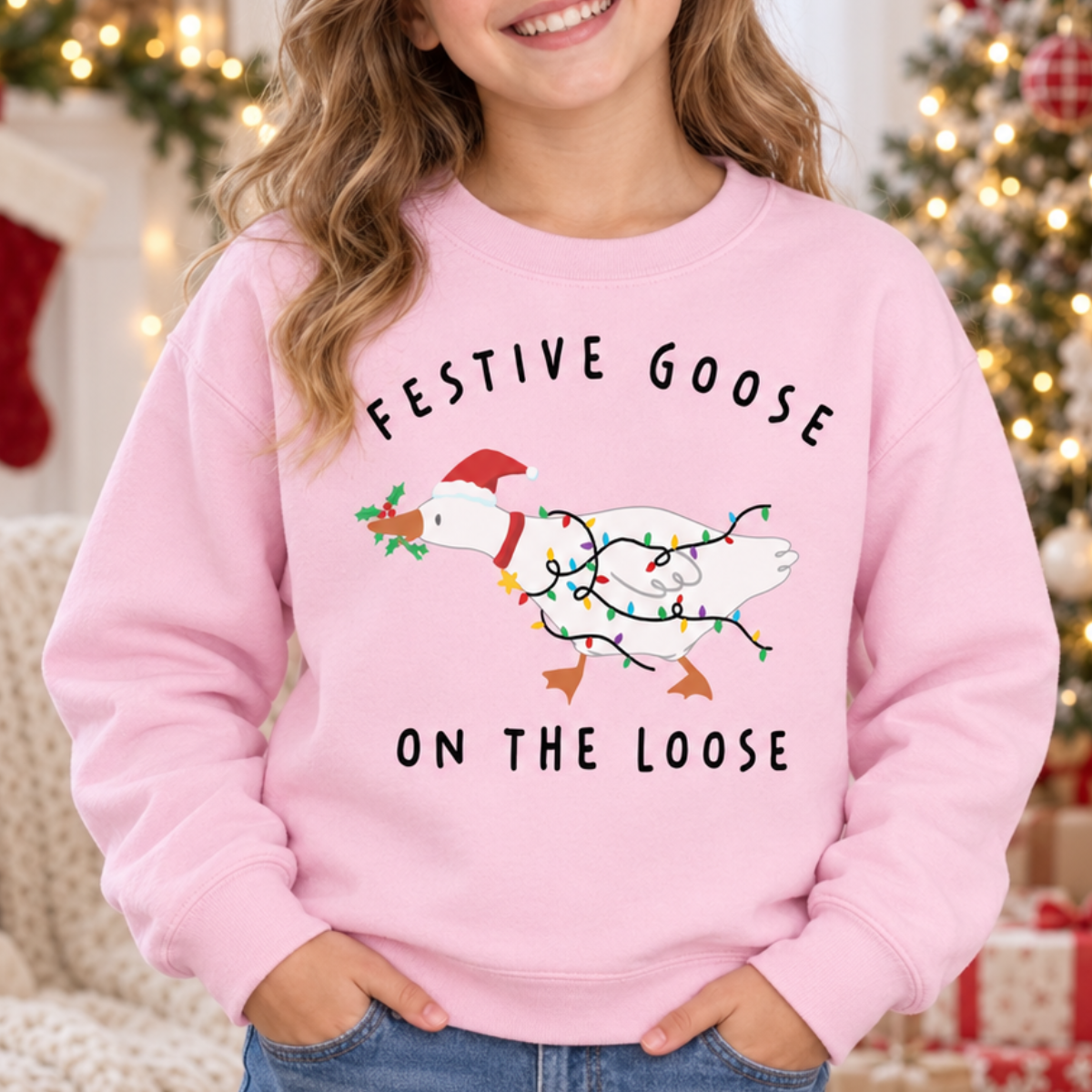 Festive Goose On The Loose Christmas Funny Goose Holiday Sweatshirt, Cute Xmas Duck Shirt, Silly Goose Hoodie, Xmas Gift For Her Shirt 436b0eb9-ec5a-4fb2-a756-9be43bd11bda-6.png
