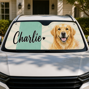 Custom Dog Name Auto Sun Shade – Watercolor Pup - Personalized Auto Sun Shade 43741732-325b-4bd1-a634-cce103bb8b88.png