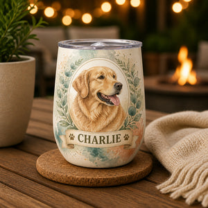 Custom Watercolor Pet Portrait Wine Tumbler with Name - Personalized Wine Tumbler 438bb1c0-1339-4ba7-9ac6-d5374e8783e6.jpg