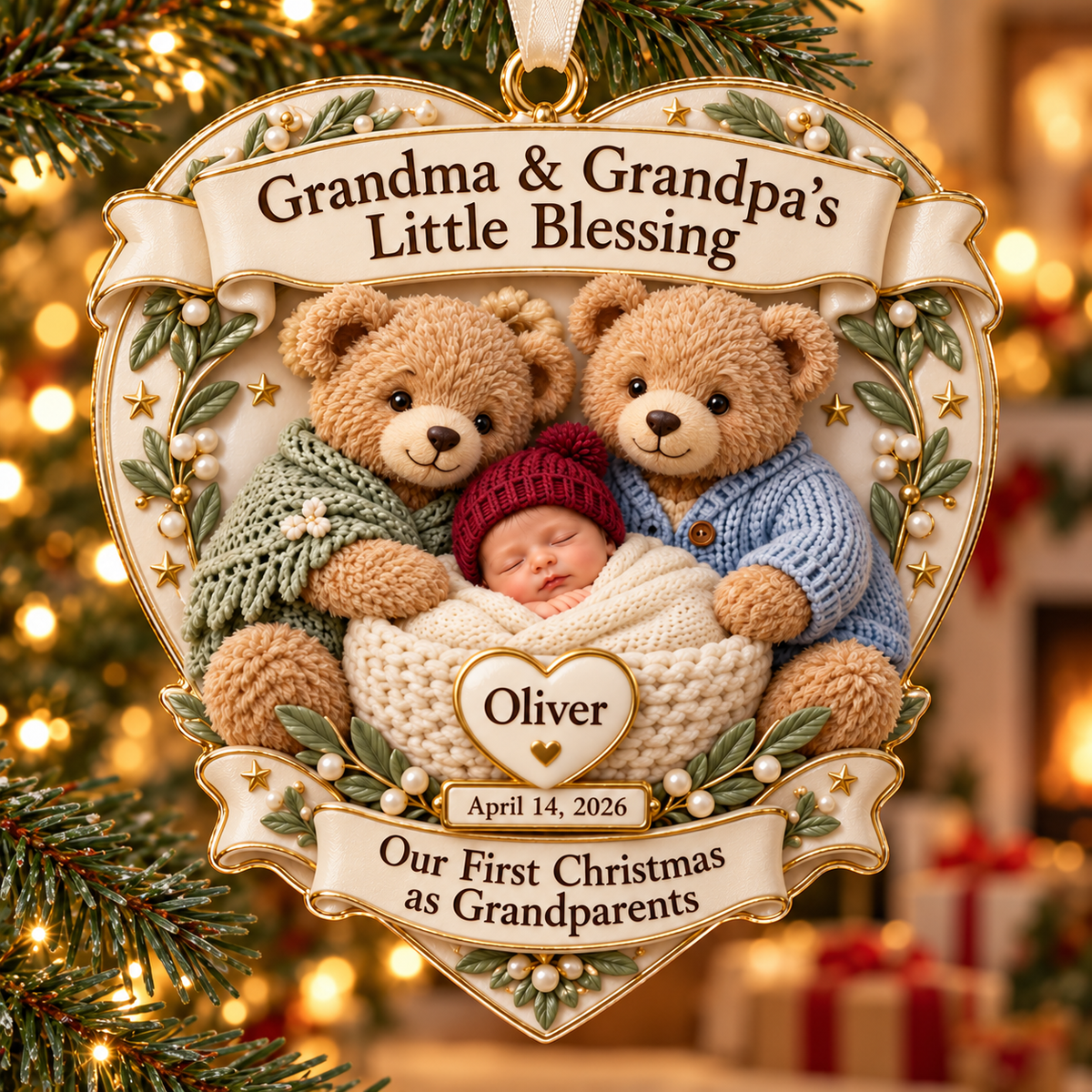 Personalized First Christmas as Grandparents Ornament 2026 – Custom Baby Name & Birth Date, Grandma & Grandpa’s Little Blessing Keepsake Gift 438e5c34-db59-4bee-b119-ce7bb7915aef-Personalized-heart-ornament-for-new-grandparents-2.png