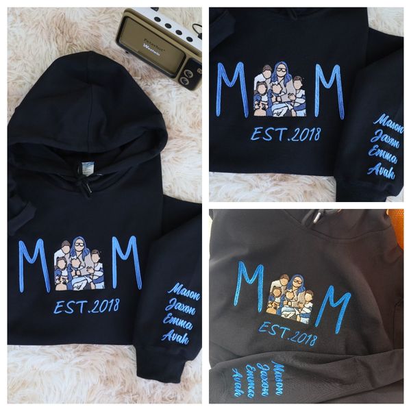 Mama Embroidered Shirt Custom With Favorite Photos Mother's Gift, Family Gift