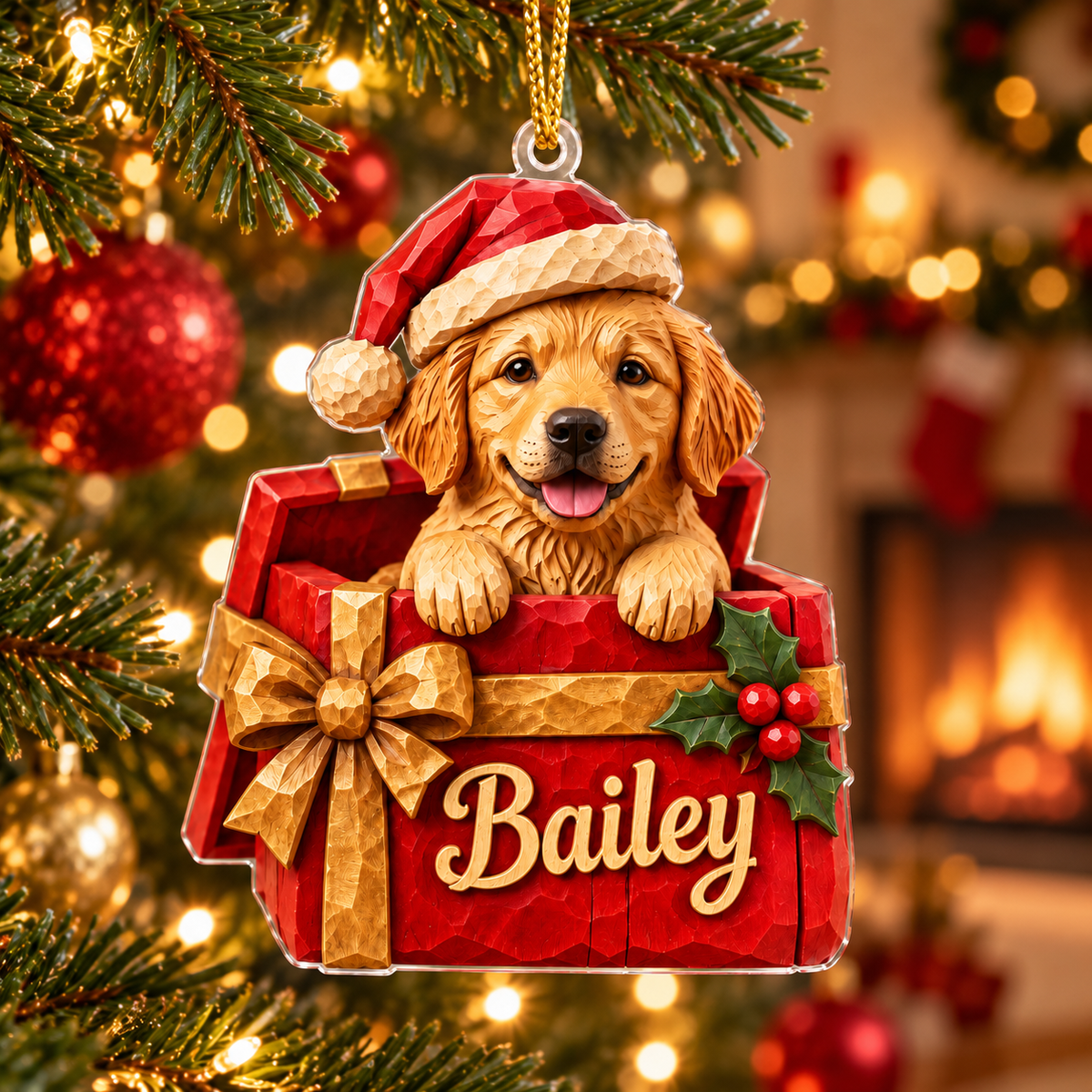 Personalized Dog Christmas Ornament – Custom Pet Photo & Name, 3D Relief Gift Box Ornament, Christmas Gift for Dog Lovers 43998da8-dac9-4da1-887b-d685c39426b8-Bailey-Puppy-Gift-Box-Ornament-1-1-.png