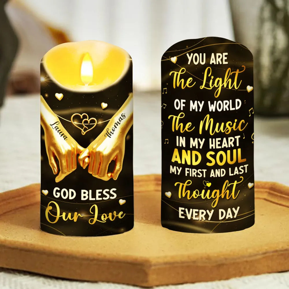 You Are The Light Of My World - Personalized LED Flameless Candle - Anniversary Gift, Valentine's Day Gift For Couple