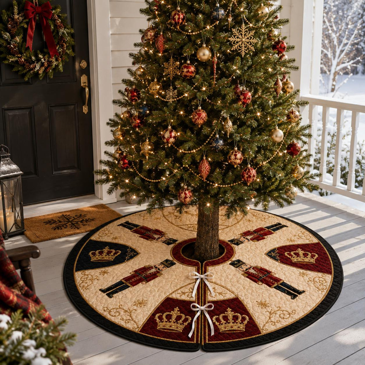 Nutcracker Christmas Tree Skirt, Quilted Holiday Tree Skirt, Royal Red Navy Gold Christmas Decor, Elegant Xmas Home Decor 43aec3f6-9f8f-4ff8-b271-0a3a4d2132a5-2.jpg