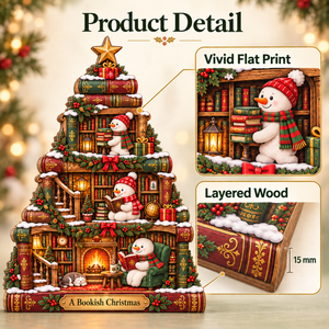 Snowman Library Snow Globe Wooden Block, Cozy Winter Christmas Decor, Book Lover Shelf Sign, Reading Lover Gift, Bookish Christmas Gift 43c4ceb2-4f13-40e9-aa46-28bcc06cc4e4-Three-layer-wooden-.png