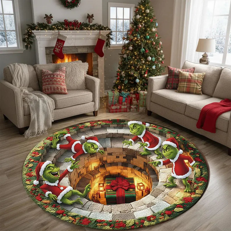 Little Green Rascals Quilted Round Mat | Funny Christmas Grinche Rug for Holiday Home Decor 43c4eede-b632-4b53-b7f2-e8671d5c5017-ggf-5-.webp