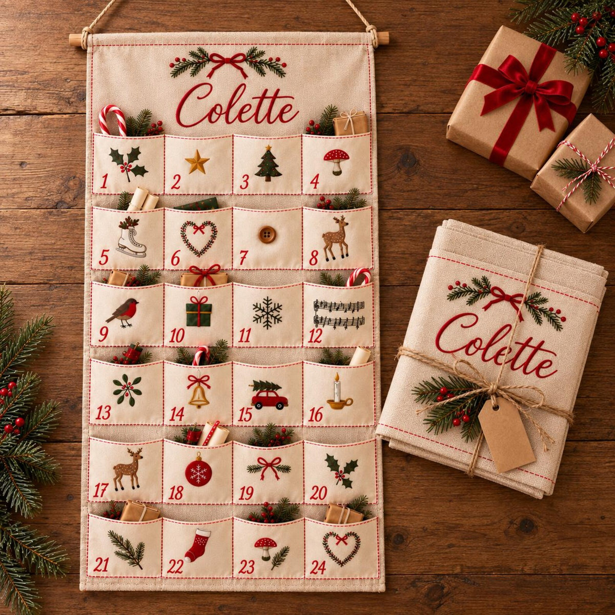 Personalized Embroidered Advent Calendar, 24 Pocket Christmas Countdown (Custom Name) 43db4f60-b735-44ec-89a0-3f1f7171cf69-il_1588xN.8580844350_672p.jpg