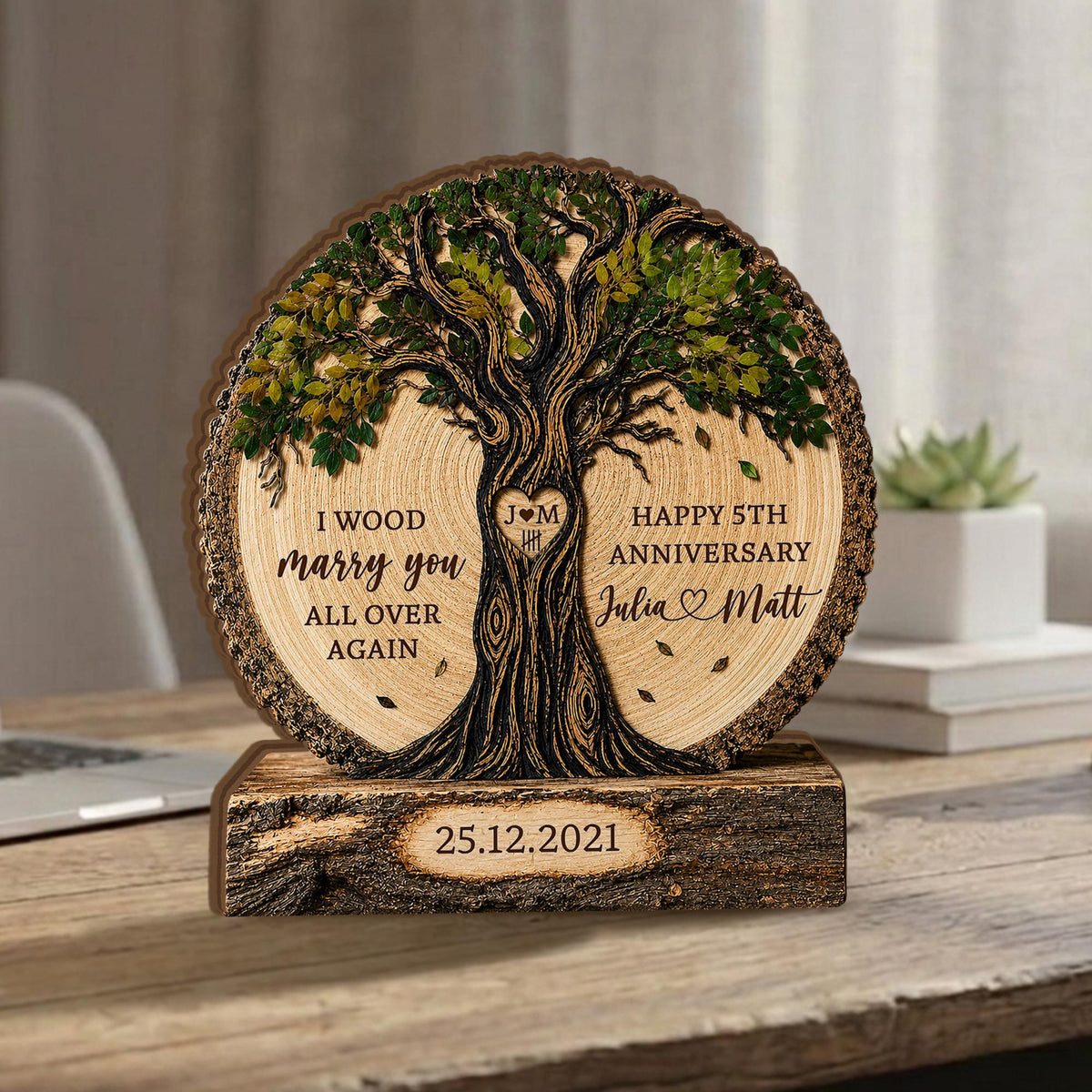Personalized Couple Tree Wooden Block, Wood Anniversary Gift For Couples, Wedding Gift for Wife Husband,Family Keepsake,5th Anniversary Gift 43e1020f-beed-46a4-978f-2e2820540127-1.jpg