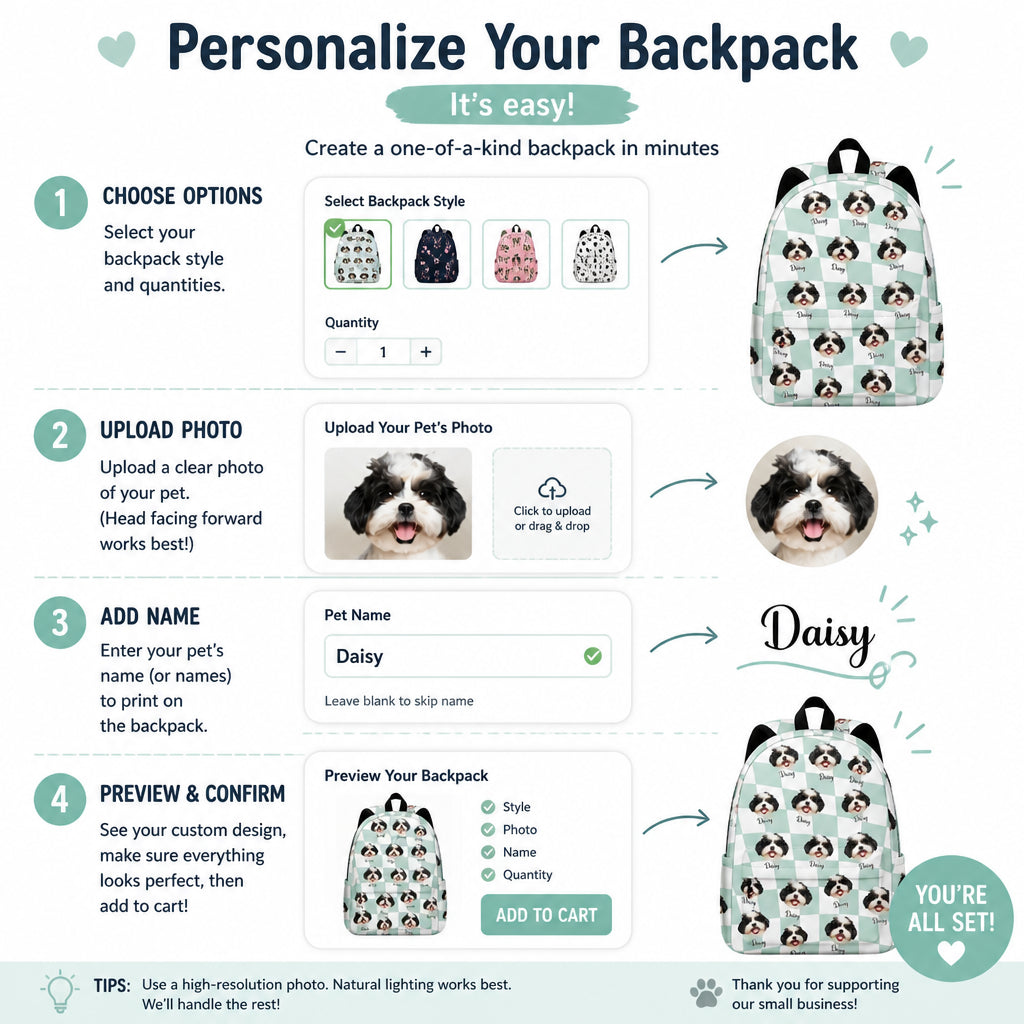 Custom Pet Photo + Name Backpack — Paw-Print Badge Pattern - Personalized Personalized Backpack 43fcab07-fe7b-472a-9ad8-b8493fc603c0.jpg