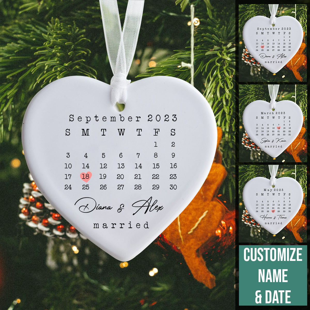 Married Newlywed - Personalized Ornament - Christmas Gift