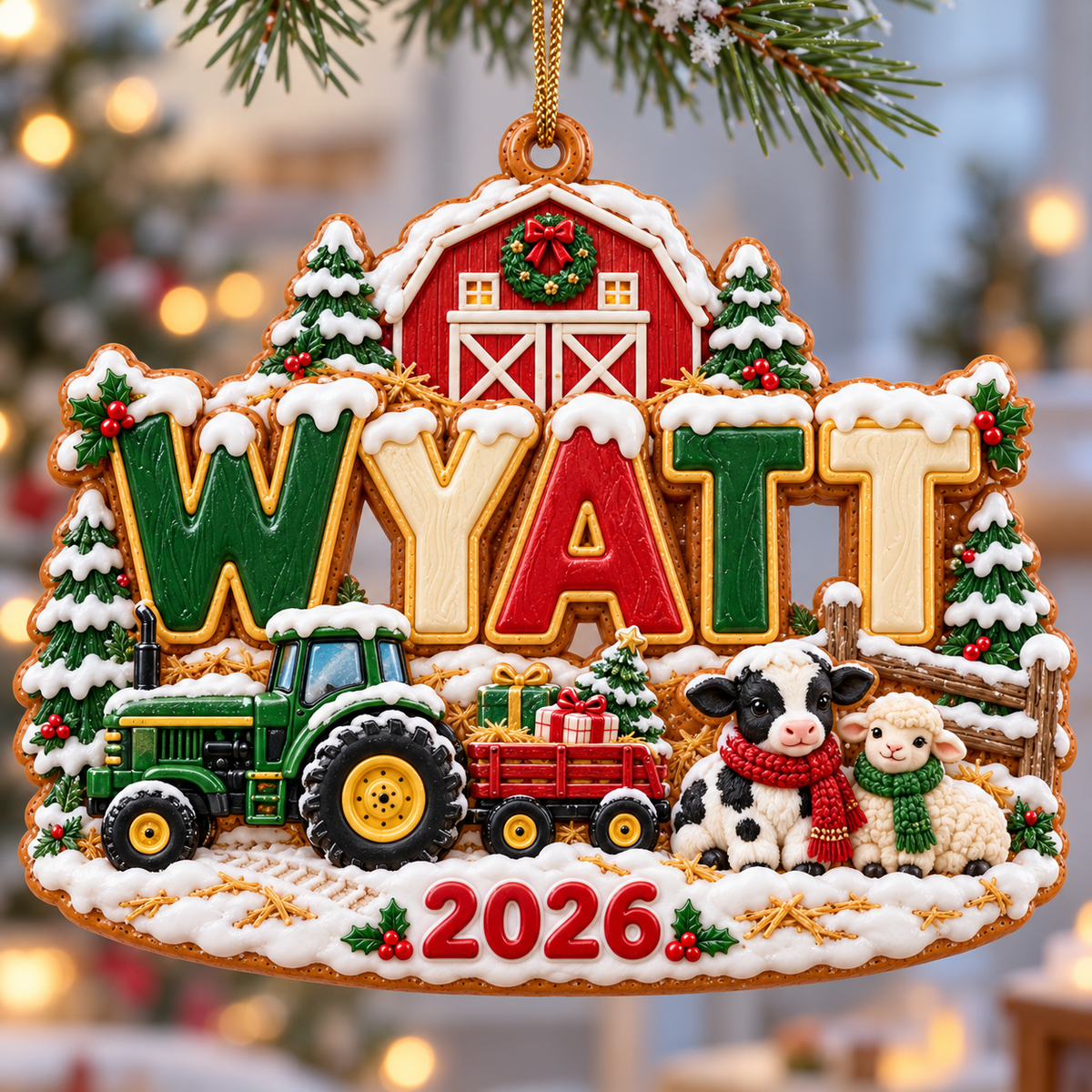 Personalized Farm Christmas Ornament 2026 – Custom Name with Tractor, Barn and Farm Animals, Little Farmer Gift for Kids 444523d4-6431-49c8-a9d8-e98c574b6487-Wyatt-s-2026-Little-Farmer-Ornament.png