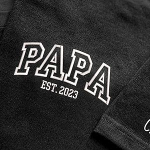 Custom Embroidered Papa Est Father's Day Embroidered Shirt