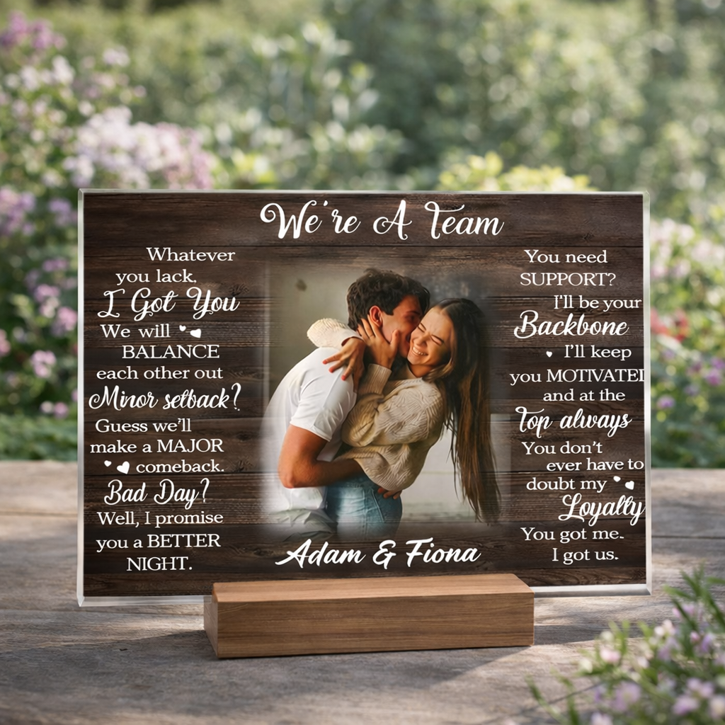 We're a Team Custom Photo Wood Photo Print Stand Gift For Couple