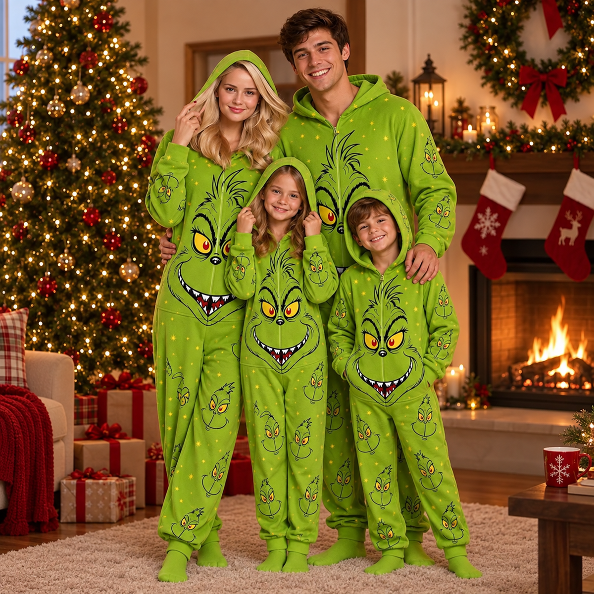 Family Matching Christmas Pajamas, Hooded Fleece Onesie, Green One Piece Pajamas, Holiday Family Matching Sleepwear, Cute Christmas Gift 448025a8-0989-48ac-a90e-fc5002df2ea7-8b388a1d-bac4-42dd-8744-c48b99751c4f.png