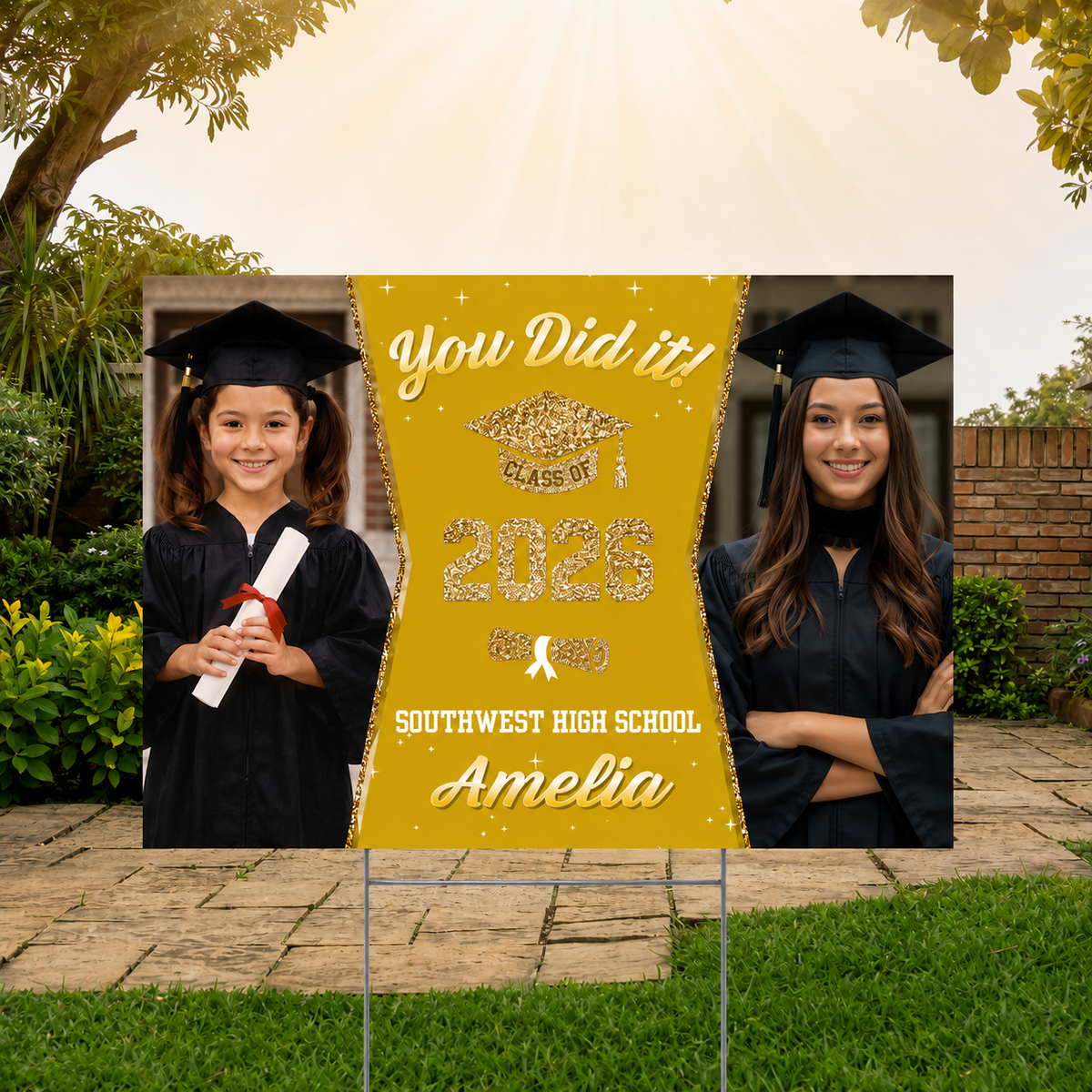 Class of 2026 Graduation Yard Sign, Personalized Photo Yard Sign, Custom Senior Yard Decor
