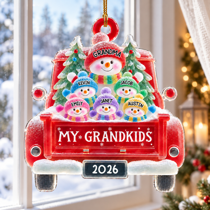 Grandmas Christmas Truck - Personalized Acrylic Ornament 3D Effect Ornament - Christmas Gift For Grandma 448b70b8-7793-4fa9-a4f3-8c79fd55348e-banner-1.png