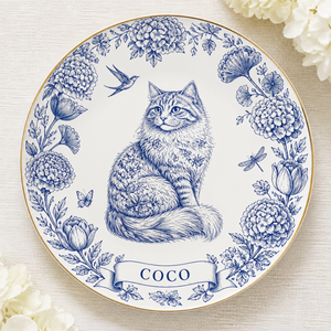 Chinoiserie Cat Name Plate – Personalized Delft Blue Floral - Personalized Personalized Ceramic Plate 449d3623-24b1-4053-b810-47c24815b087.png