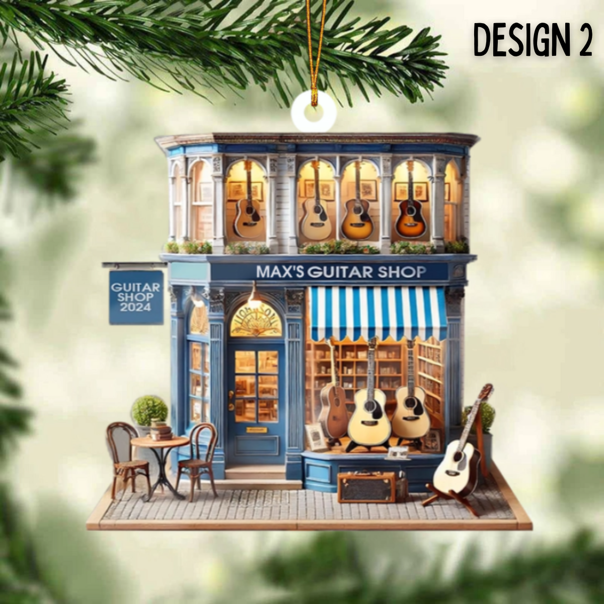 Guitar Shop - Personalized Acrylic Christmas Ornament - Gift For Guitar Shop Owner