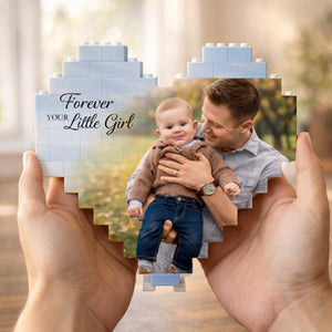 Forever your Little Girl Custom Puzzle Personalized Brick Photo Block Gift for Father s Day, Birthday, Family Keepsake