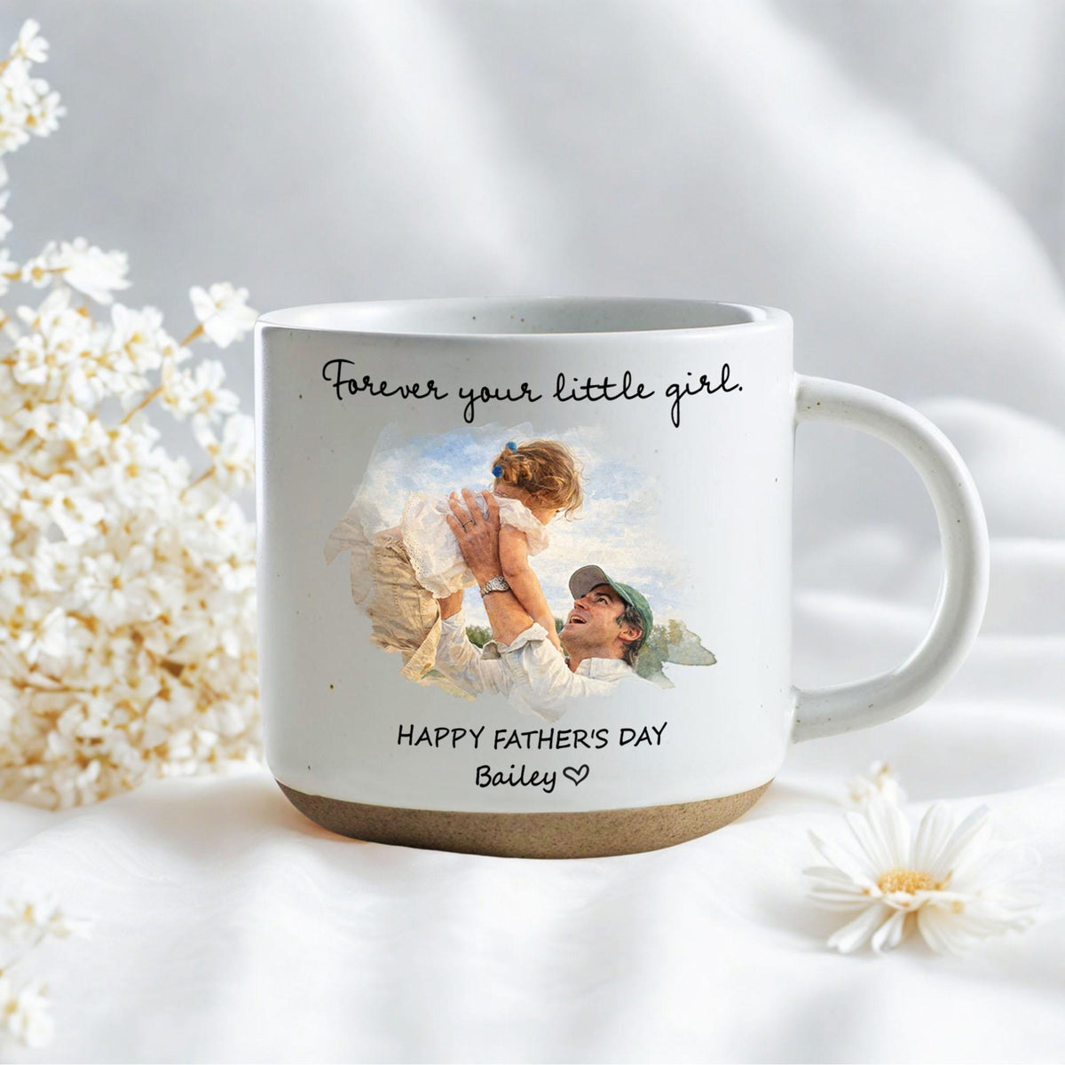 Custom Dad Mug Watercolor Portrait Coffee Cup, Fathers Day Gift From Wife & Daughter, First Father's Day, Dad Birthday, Mug Gift for Dad