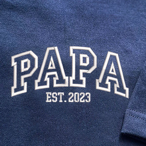 Custom Embroidered Papa Est Father's Day Embroidered Shirt