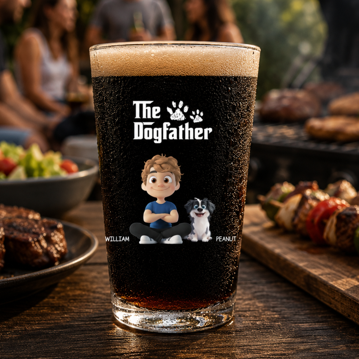 The Cool Dog Father - Personalized Beer Glass - Gift For Dog Owners, Dog Lovers, Father's Day Gift