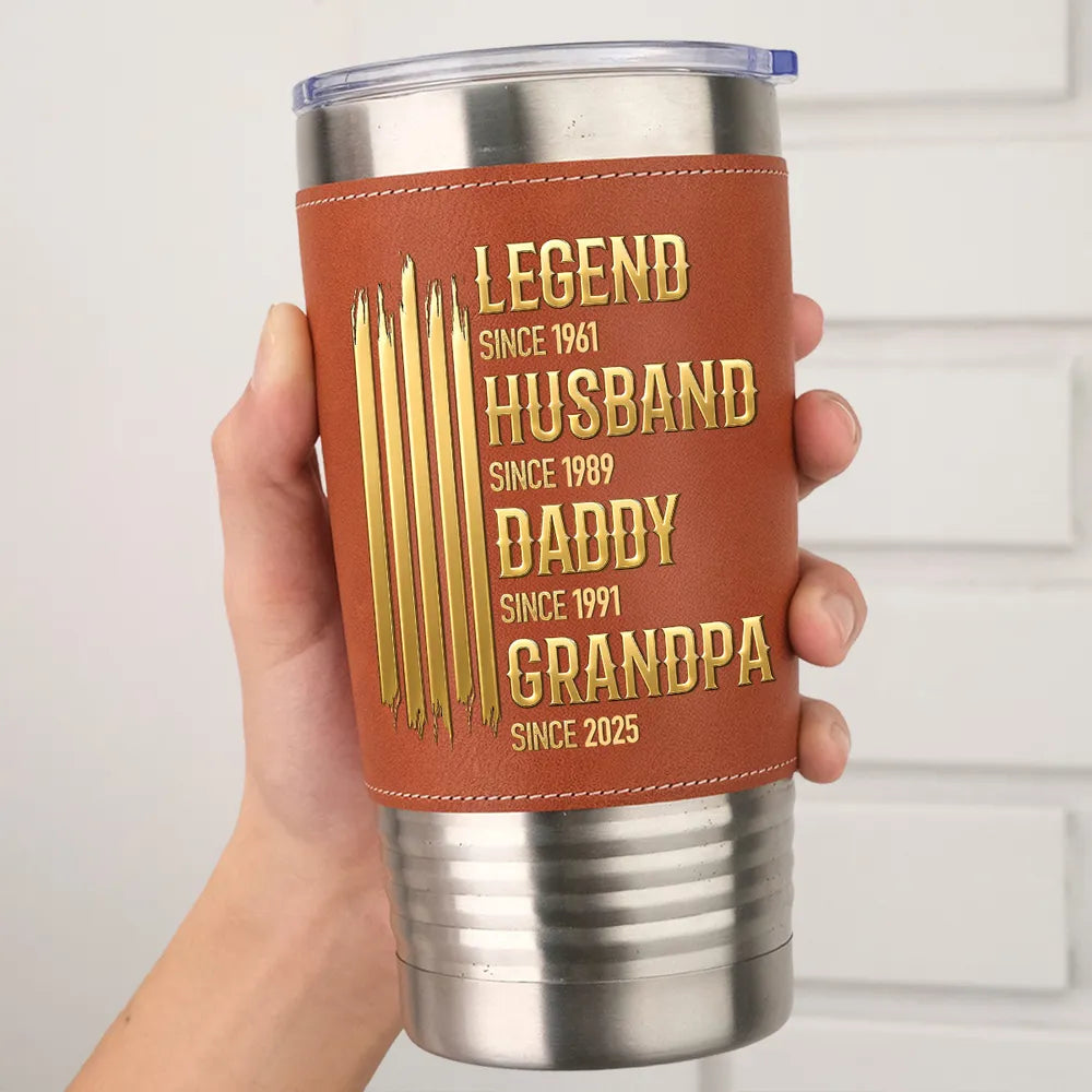 The Ultimate Legend - Personalized Leather Tumbler - Gift For Dad Grandpa, Father's Day