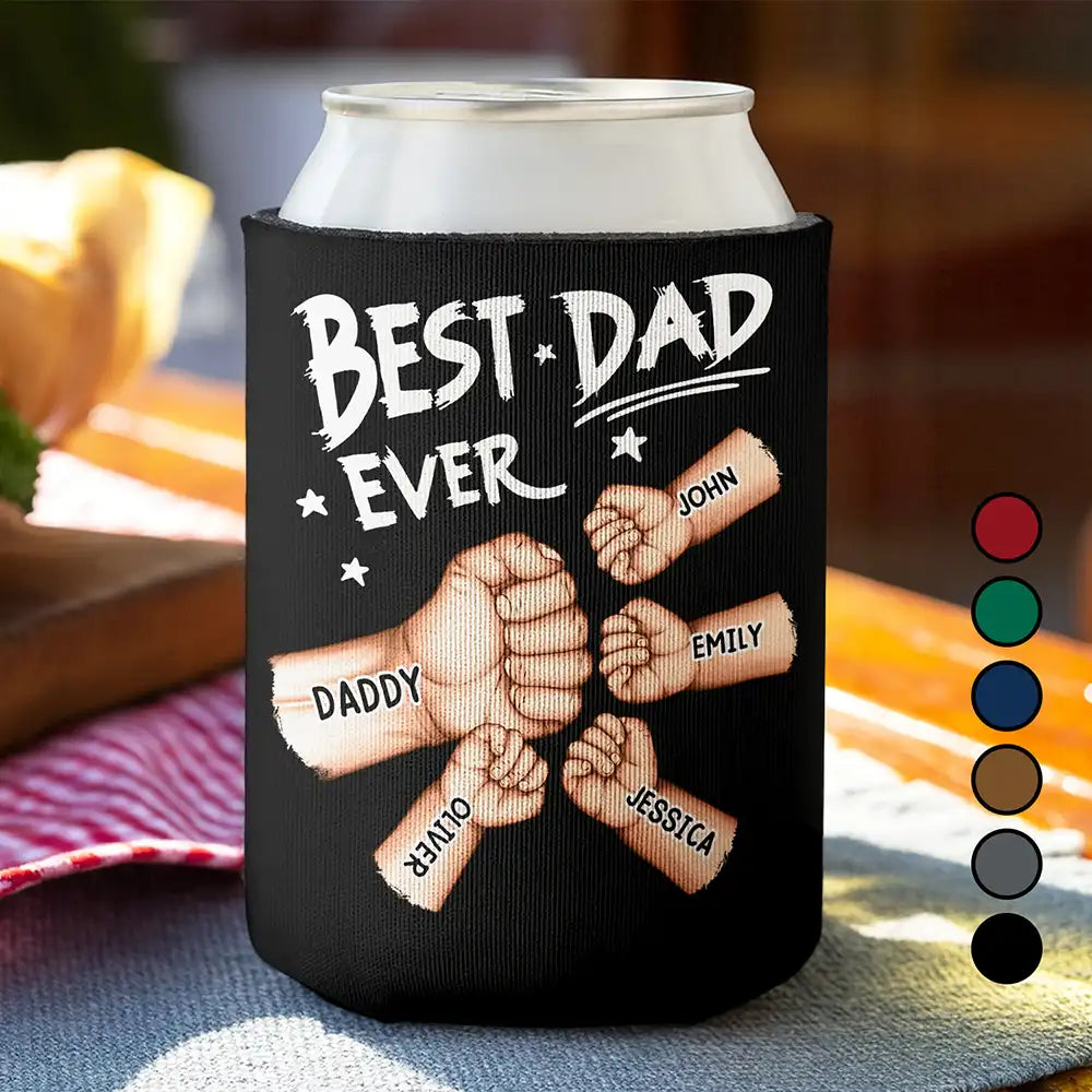 Best Dad Ever - Personalized UV Printed Can Cooler - Gift For Father, Grandpa, Father's Day Gift