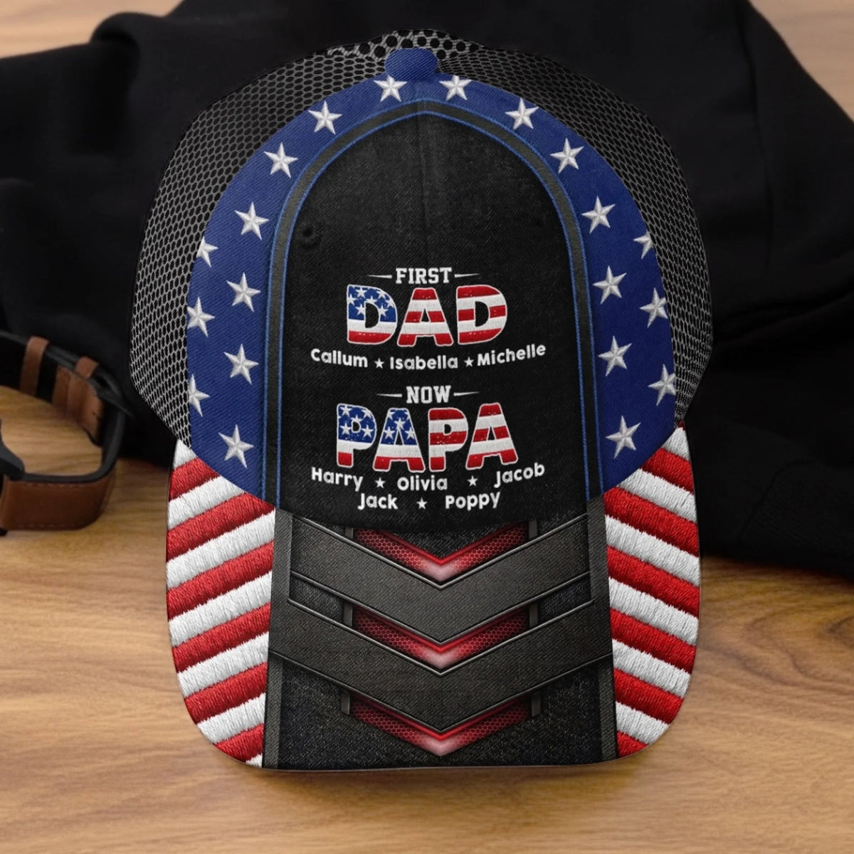 First Dad Now Papa with Kids Names, Personalized Father's Day Classic Cap, Gift For Dad Grandpa