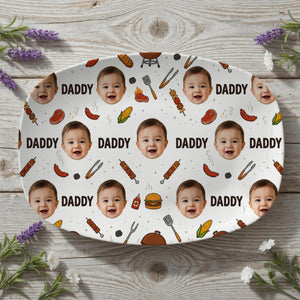 Personalized Photo BBQ Platter: Custom Face Grill Plate for Dad, Funny Daddy Gift, Fathers Day Plate
