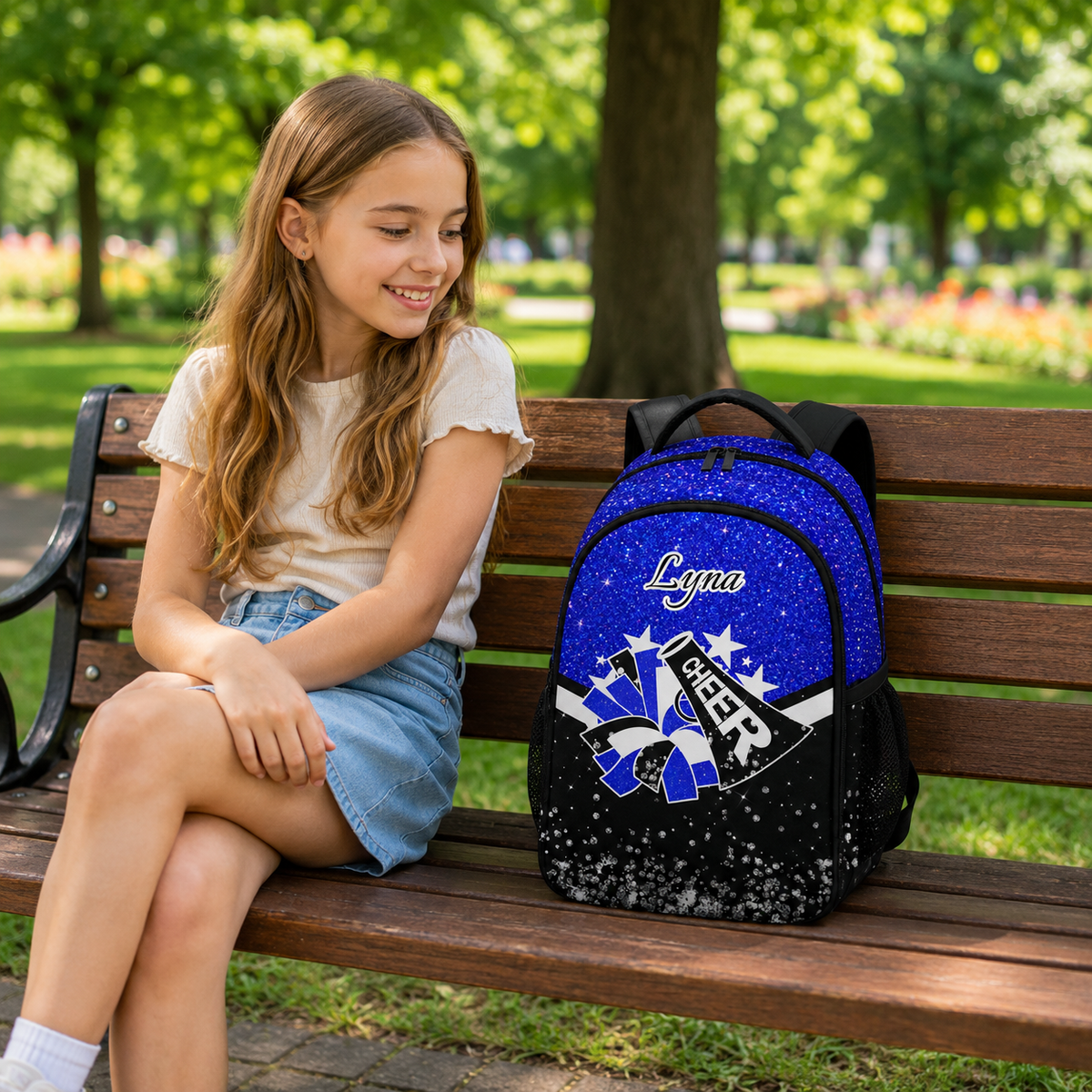 Personalized Cheer Backpack for Cheerleader Customized with Name Shoulder Bag Laptop Backpack for Boys Girls Men Women Casual Daypack Camping Bookbag for Cheer Team trainer Gift