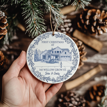 First Christmas At Our New House Custom Photo Sketch Line Art - Personalized Ornament 44e2d139-4c89-4314-9e3e-f7908b7c1a95-or2.1.png