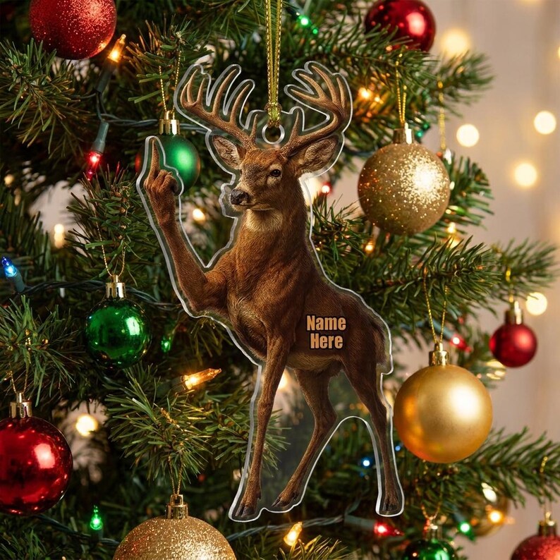 Custom Middle Finger Deer Acrylic Christmas Ornament, Personalized Buck Hunter Xmas Decor, Funny Hunting Keepsake Holiday Gift For Family 44ec7aa8-5421-41ff-a0bf-230114732d15-v1.jpg