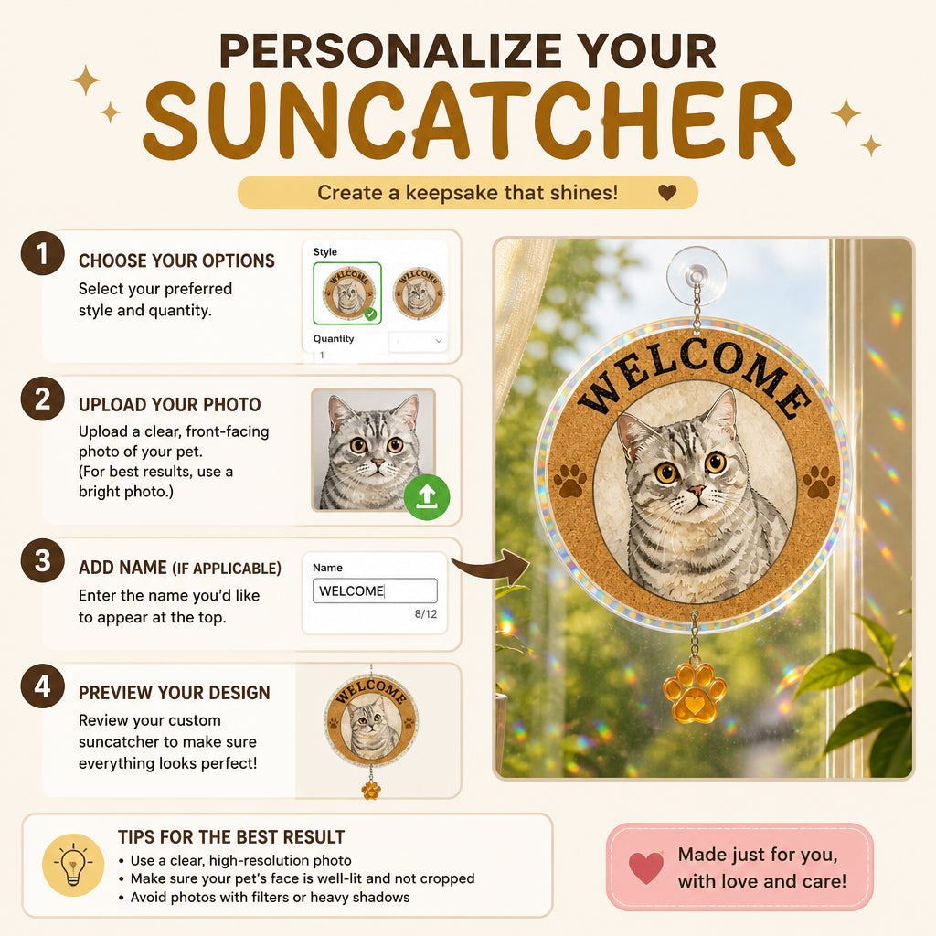 Custom Cat Photo Watercolor Welcome Doormat - Personalized 1 Layered Suncatcher with Charm 450c9c9f-d346-43b3-9e95-2987d765dfe1.jpg