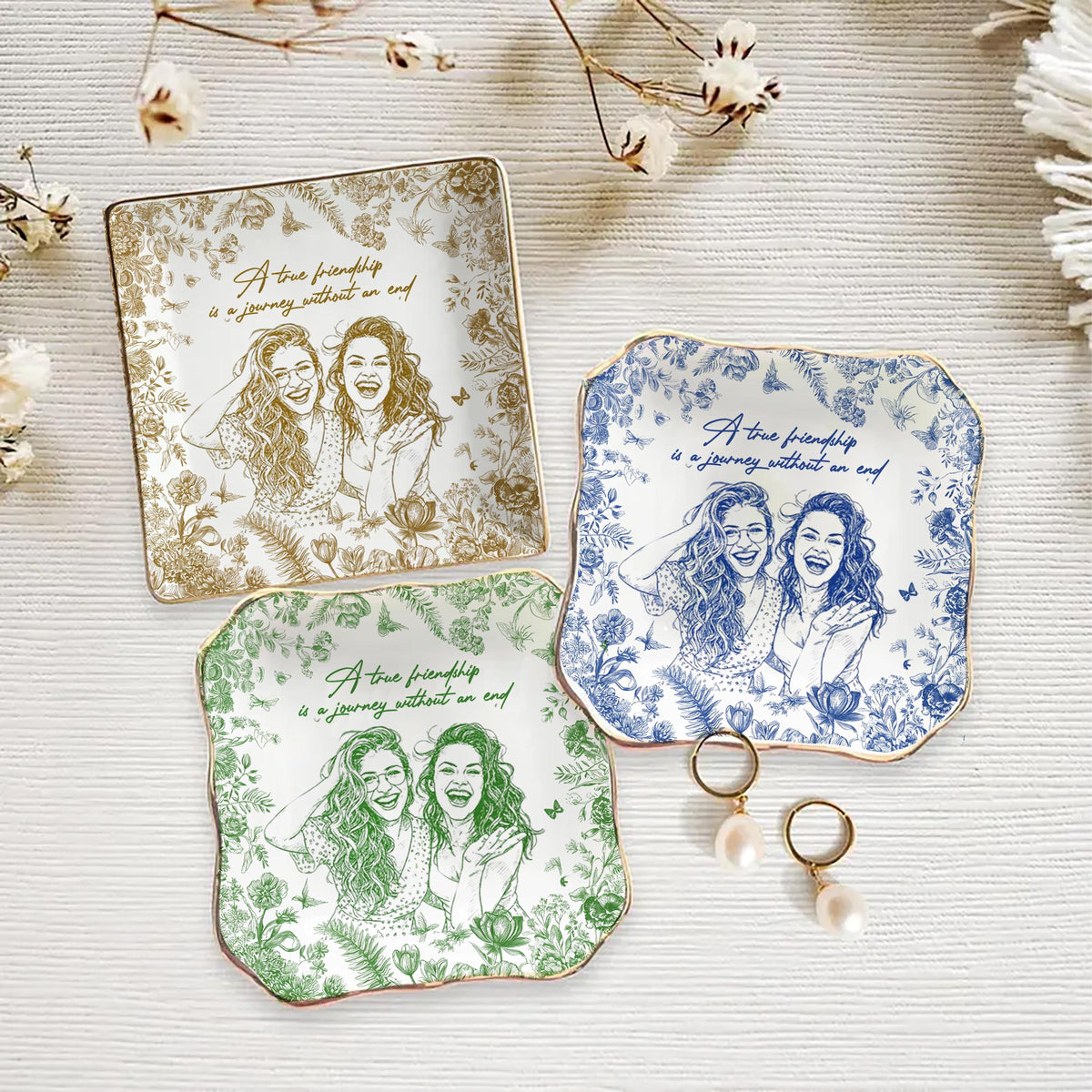 Personalized Bestie Photo Jewelry Dish: Ceramic Trinket Tray for Best Friend, Birthday Gifts For Bestie, Sketch Photo Ring Dish Gift For Her 45115b1a-337c-41e5-88f9-aedd004dd037-1.jpg